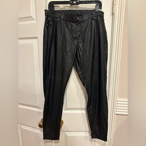 HUE Black Leggings Faux Leather Finish